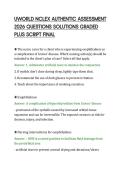 UWORLD NCLEX AUTHENTIC ASSESSMENT&NewLine;2026 QUESTIONS SOLUTIONS GRADED&NewLine;PLUS SCRIPT FINAL