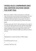 UWORLD NCLEX COMPREHENSIVE SHEET&NewLine;2026 QUESTIONS SOLUTIONS GRADED&NewLine;PLUS SCRIPT FINAL