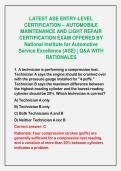 2026-2027 LATEST ASE ENTRY-LEVEL&NewLine;CERTIFICATION &ndash; AUTOMOBILE&NewLine;MAINTENANCE AND LIGHT REPAIR&NewLine;CERTIFICATION EXAM OFFERED BY&NewLine;National Institute for Automotive&NewLine;Service Excellence &lpar;ASE&rpar; &vert; Q&A WITH&NewLine;RATIONALES