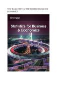 Test bank for Statistics for Business and Economics&NewLine;by Jeffrey Camm &lpar;Author&rpar;&comma; James Cochran &lpar;Author&rpar;&comma; Michael Fry &lpar;Author&rpar;&comma; Jeffrey Ohlmann &lpar;Author&rpar; all pages fully covered with test questions and answers graded A&plus;