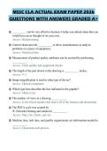 MSSC CLA ACTUAL EXAM PAPER 2026&NewLine;QUESTIONS WITH ANSWERS GRADED A&plus;&NewLine;