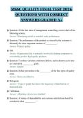 MSSC QUALITY FINAL TEST 2026&NewLine;QUESTIONS WITH CORRECT&NewLine;ANSWERS GRADED A&plus;&NewLine;