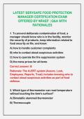 2026-2027 LATEST SERVSAFE FOOD PROTECTION&NewLine;MANAGER CERTIFICATION EXAM&NewLine;OFFERED BY NRAEF &vert; Q&A WITH&NewLine;RATIONALES&NewLine;