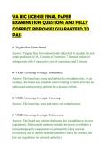 VA HIC LICENSE FINAL PAPER&NewLine;EXAMINATION QUESTIONS AND FULLY&NewLine;CORRECT RESPONSES GUARANTEED TO&NewLine;PASS