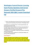 Washington Funeral Director Licensing &NewLine;Exam Practice Questions And Correct &NewLine;Answers &lpar;Verified Answers&rpar; Plus &NewLine;Rationale 2026 Q&A&vert; Instant Download &NewLine;Pdf 