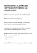 MULTIDIMENSIONAL CARE II FINAL 2026&NewLine;CERTIFICATION TEST QUESTIONS AND&NewLine;ANSWERS UPDATED&NewLine;