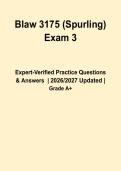 BLAW 3175 &lpar;Spurling&rpar; Exam 3 &vert; 2026&sol;2027 &vert; Practice Questions with 100&percnt; Correct & Verified Answers &vert; Graded A&plus;