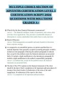 MULTIPLE CHOICE SECTION OF&NewLine;ADVENTIS CERTIFICATION LEVEL 1&NewLine;CERTIFICATION SCRIPT 2026&NewLine;QUESTIONS WITH SOLUTIONS&NewLine;GRADED A&plus;&NewLine;