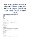 Excel Crash Course Exam &lpar;Wall Street Prep&rpar; Actual Exam and Practice Tests Newest with Complete Questions and Correct Detailed Answers&vert; Brand New Version&excl;