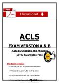 Exam Prep&colon; ACLS Certification &vert; Verified Questions & Rationales &lpar;Versions A & B&rpar; &ndash; 100&percnt; Pass Guarantee