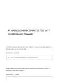 AP MACROECONOMICS PRACTICE TEST WITH QUESTIONS AND ANSWERS WITH 100&percnt; VERIFIED SOLUTION A&plus; CORRECT ANSWERS