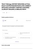TEAS 7-Biology NEWEST 2025&sol;2026 ACTUAL EXAM COMPLETEQUESTIONS AND CORRECT DETAILED ANSWERS &lpar;VERIFIED ANSWERS&rpar; &vert;ALREADY GRADED A&plus;&vert;&vert;BRAND NEW&excl;&excl;
