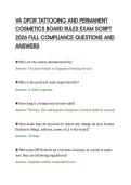 VA DPOR TATTOOING AND PERMANENT&NewLine;COSMETICS BOARD RULES EXAM SCRIPT&NewLine;2026 FULL COMPLIANCE QUESTIONS AND&NewLine;ANSWERS