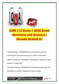 COM 113 Exam 1 &lpar;150&plus; Questions&rpar; Communication Theory&comma; Interpersonal Communication&comma; Group Communication&comma; Culture & Conflict Management &vert; Complete Exam Questions and Verified Answers 2026