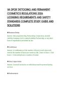VA DPOR TATTOOING AND PERMANENT&NewLine;COSMETICS REGULATIONS 2026&NewLine;LICENSING REQUIREMENTS AND SAFETY&NewLine;STANDARDS COMPLETE STUDY GUIDE AND&NewLine;SOLUTIONS