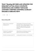 TEAS 7 Reading REVISED AND UPDATED FOR 2026&sol;2027 ACTUAL EXAM COMPLETE QUESTIONS AND CORRECT DETAILED ANSWERS &lpar;VERIFIED ANSWERS&rpar; &vert;ALREADY GRADED A&plus;&vert;&vert;BRAND NEW&excl;