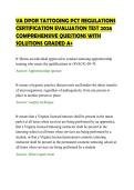 VA DPOR TATTOOING PCT REGULATIONS&NewLine;CERTIFICATION EVALUATION TEST 2026&NewLine;COMPREHENSIVE QUESTIONS WITH&NewLine;SOLUTIONS GRADED A&plus;