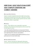 N582 EXAM 1 ADULT HEALTH EXAM SCRIPT&NewLine;2026 COMPLETE QUESTIONS AND&NewLine;CORRECT ANSWERS