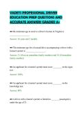 VADETS PROFESSIONAL DRIVER&NewLine;EDUCATION PREP QUESTIONS AND&NewLine;ACCURATE ANSWERS GRADED A&plus;