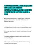 VARCAROLIS ESSENTIALS OF PSYCHIATRIC&NewLine;MENTAL HEALTH NURSING&NewLine;CERTIFICATION EVALUATION COMPLETE&NewLine;QUESTIONS AND ANSWERS GRADED A&NewLine;PLUS