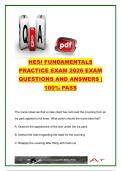 HESI Fundamentals Practice Exam 2026 &vert; 100 Questions & Answers &vert; Nursing Fundamentals Review &vert; Dosage Calculations&comma; Patient Care&comma; NCLEX