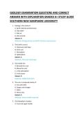 GEOLOGY EXAMINATION QUESTIONS AND CORRECT &NewLine;ANSWER WITH EXPLANATION GRADED A&plus; STUDY GUIDE