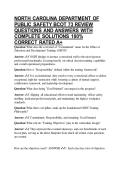 NORTH CAROLINA DEPARTMENT OF PUBLIC SAFETY BCOT 73 REVIEW QUESTIONS AND ANSWERS WITH COMPLETE SOLUTIONS 100&percnt; CORRECT RATED A&plus;