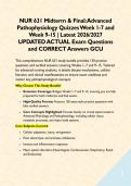NUR 631 Midterm & Final&colon; Advanced Physiology & Pathophysiology BUNDLE &vert; Latest 2026&sol;2027 UPDATED ACTUAL Exam Questions and CORRECT Answers GCU