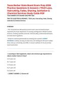 Texas Barber State Board Exam Prep 2026 Practice Questions & Answers &vert; TDLR Laws&comma; Haircutting&comma; Fades&comma; Shaving&comma; Sanitation & Chemical Services Study Guide PDF