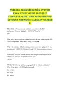 VEHICLE COMMUNICATION SYSTEM &NewLine;EXAM STUDY GUIDE 2026&sol;2027 &NewLine;COMPLETE QUESTIONS WITH VERIFIED &NewLine;CORRECT ANSWERS &vert;&vert; ALREADY GRADED &NewLine;A&plus; 