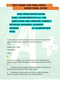 Test Bank PADI Open Water Diver Final Exam Questions and Answers Complete Certification GRADED A&plus;