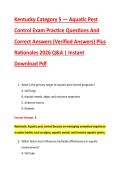 Kentucky Category 5 &mdash; Aquatic Pest &NewLine;Control Exam Practice Questions And &NewLine;Correct Answers &lpar;Verified Answers&rpar; Plus &NewLine;Rationales 2026 Q&A &vert; Instant &NewLine;Download Pdf 