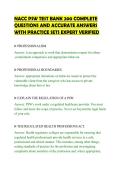 NACC PSW TEST BANK 200 COMPLETE&NewLine;QUESTIONS AND ACCURATE ANSWERS&NewLine;WITH PRACTICE SETS EXPERT VERIFIED&NewLine;