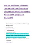 Missouri Category 7B &mdash; Termite Pest &NewLine;Control Exam Practice Questions And &NewLine;Correct Answers &lpar;Verified Answers&rpar; Plus &NewLine;Rationales 2026 Q&A &vert; Instant &NewLine;Download Pdf 