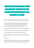  NR222 Health and Wellness Quiz 4 Actual Exam 2026&sol;2027 &vert; Complete Exam-Style Questions with Detailed Rationales &vert; Pass Guaranteed &ndash; A&plus; Graded
