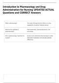 Introduction to Pharmacology and Drug &NewLine;Administration for Nursing UPDATED ACTUAL &NewLine;Questions and CORRECT Answers 