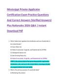 Mississippi Private Applicator &NewLine;Certification Exam Practice Questions &NewLine;And Correct Answers &lpar;Verified Answers&rpar; &NewLine;Plus Rationales 2026 Q&A &vert; Instant &NewLine;Download Pdf 