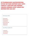 ATI PHARMACOLOGY GASTROINTESTINAL &NewLine;SYSTEM TEST BANK MIDTERM EXAM 4 WITH &NewLine;COMPLETE  QUESTIONS AND ANSWERS &NewLine;&lpar;VERIFIED ANSWERS&rpar; LATEST UPDATE FOR &NewLine;MIDTERM PREP 2026-2027