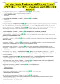Introduction to Environmental Science Exam 2 &NewLine;UPDATED    ACTUAL Questions and CORRECT &NewLine;Answers 
