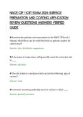 NACE CIP 1 CBT EXAM 2026 SURFACE&NewLine;PREPARATION AND COATING APPLICATION&NewLine;REVIEW QUESTIONS ANSWERS VERIFIED&NewLine;GUIDE&NewLine;
