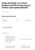Oregon Real Estate &vert; Law 2 Exam &vert;&NewLine;Questions with 100&percnt; Correct Answers &vert;&NewLine;Verified &vert; Latest Update 2026&sol;2027