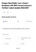 Oregon Real Estate &vert; Law 3 Exam &vert;&NewLine;Questions with 100&percnt; Correct Answers &vert;&NewLine;Verified &vert; Latest Update 2026&sol;2027