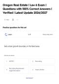 Oregon Real Estate &vert; Law 5 Exam &vert;&NewLine;Questions with 100&percnt; Correct Answers &vert;&NewLine;Verified &vert; Latest Update 2026&sol;2027