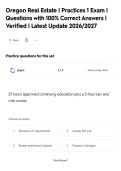 Oregon Real Estate &vert; Law 6 Exam &vert;&NewLine;Questions with 100&percnt; Correct Answers &vert;&NewLine;Verified &vert; Latest Update 2026&sol;2027