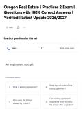 Oregon Real Estate &vert; Practices 1 Exam &vert;&NewLine;Questions with 100&percnt; Correct Answers &vert;&NewLine;Verified &vert; Latest Update 2026&sol;2027