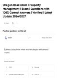 Oregon Real Estate &vert; Practices 3 Exam &vert;&NewLine;Questions with 100&percnt; Correct Answers &vert;&NewLine;Verified &vert; Latest Update 2026&sol;2027