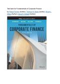Test bank for Fundamentals of Corporate Finance&NewLine;by Robert Parrino &lpar;Author&rpar;&comma; Thomas W&period; Bates &lpar;Author&rpar;&comma; Stuart L&period; Gillan &lpar;Author&rpar;&comma; David S&period; Kidwell &lpar;Author&rpar;  all pages fully covered with test questions and answers graded A&plus;