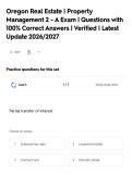 Oregon Real Estate &vert; Property&NewLine;Management 2 - A Exam &vert; Questions with&NewLine;100&percnt; Correct Answers &vert; Verified &vert; Latest&NewLine;Update 2026&sol;2027