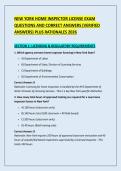 NEW YORK HOME INSPECTOR LICENSE EXAM &NewLine;QUESTIONS AND CORRECT ANSWERS &lpar;VERIFIED &NewLine;ANSWERS&rpar; PLUS RATIONALES 2026