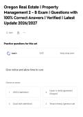 Oregon Real Estate &vert; Property&NewLine;Management 2 - B Exam &vert; Questions with&NewLine;100&percnt; Correct Answers &vert; Verified &vert; Latest&NewLine;Update 2026&sol;2027